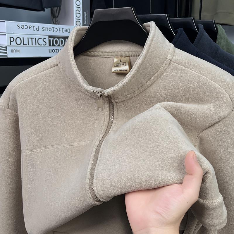 Men s Thickened Fleece Stand Collar Jacket - Warm Autumn/Winter Trendy Top 2XL
