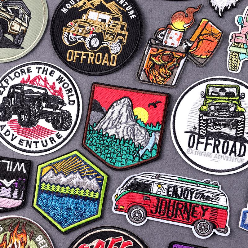 Wildnis Outdoor Stickerei Patches für Kleidung Aufbügel-Patches auf Kleidung Camping Abenteuer Patch für Kleidung Aufkleber Abzeichen