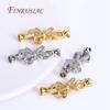 Handmade DIY Beads End Clasps Fastener For Jewelry Making,18K Gold Plated Zircon Bowknot Connector Clasps For Necklace Making