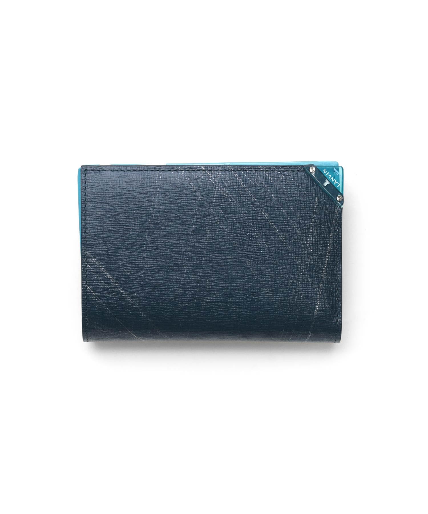 

Lanvin en Bleu Aqua Men s Semi-Long Wallet with Coin Pocket, Cowhide Leather, No. 513623, Green