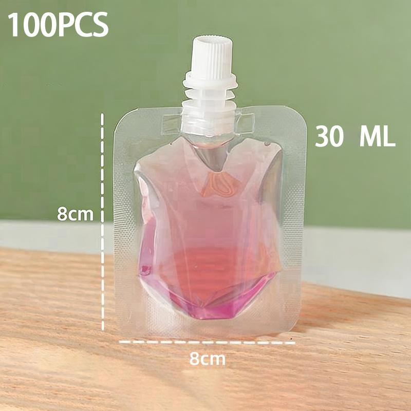 

100Pcs Stand Up Liquid Spout Pouch Bag / Clear Plastic Beverage Container Juice Storage Spout Bags