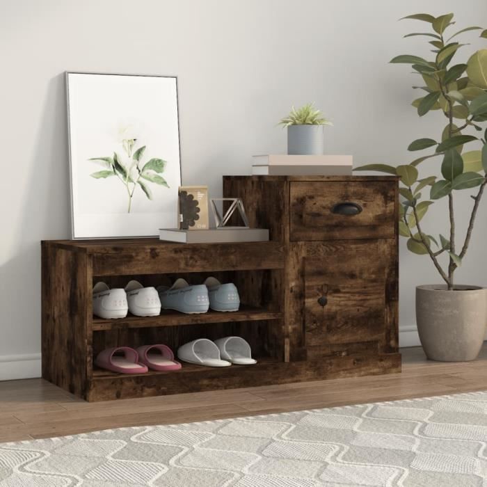 VidaXL Armoire à chaussures chêne fumé 100x42x60 cm bois d'ingénierie 816421