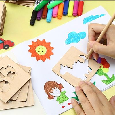 Žhavé dětské malířské hračky pro batolata, vzdělávací hračky, dřevěné DIY malířské šablony, puzzle, vzdělávací hračka