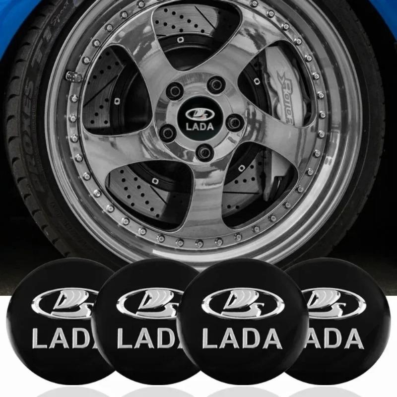 4pcs 56MM 60MM 65MM Lada Emblem Logo Car Stickers Accessories for Car Wheel Center Caps Badge Rim Wheels Hubcaps Cover Replace
