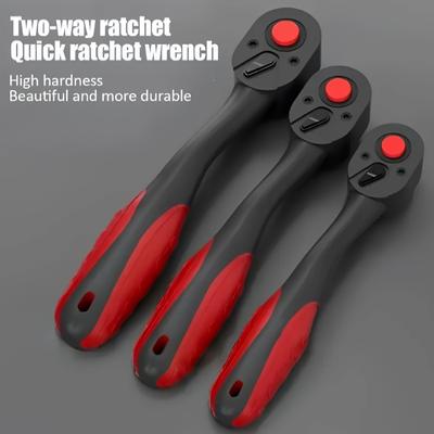 Set of 3-piece 72-tooth Compound Ratchet Wrench Set, Full Composite Housing In Chrome Vanadium Steel, Chrome Handle, Quick Loading