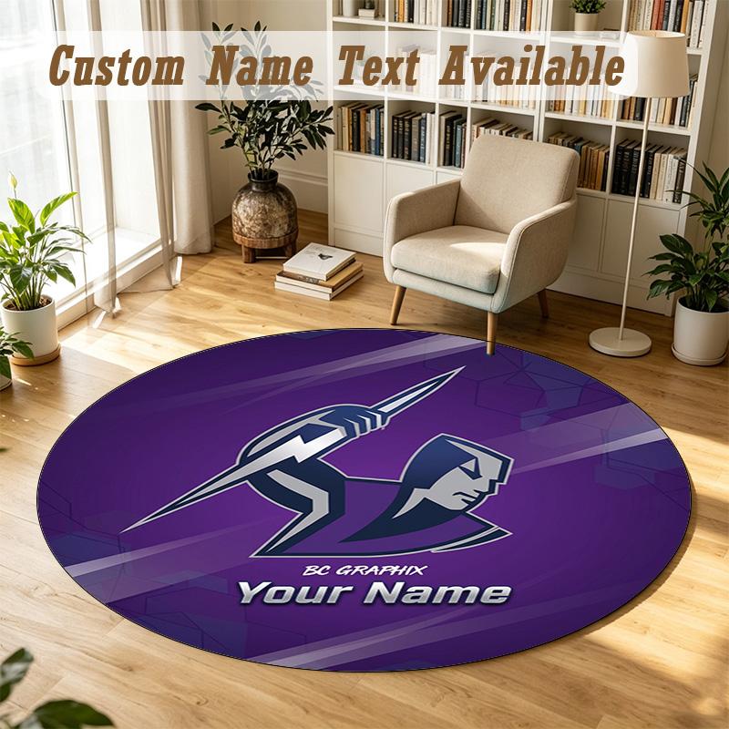 Round Rug Custom NameMelbourne Storm Pattern Non Slip Carpet Home Floor Decor