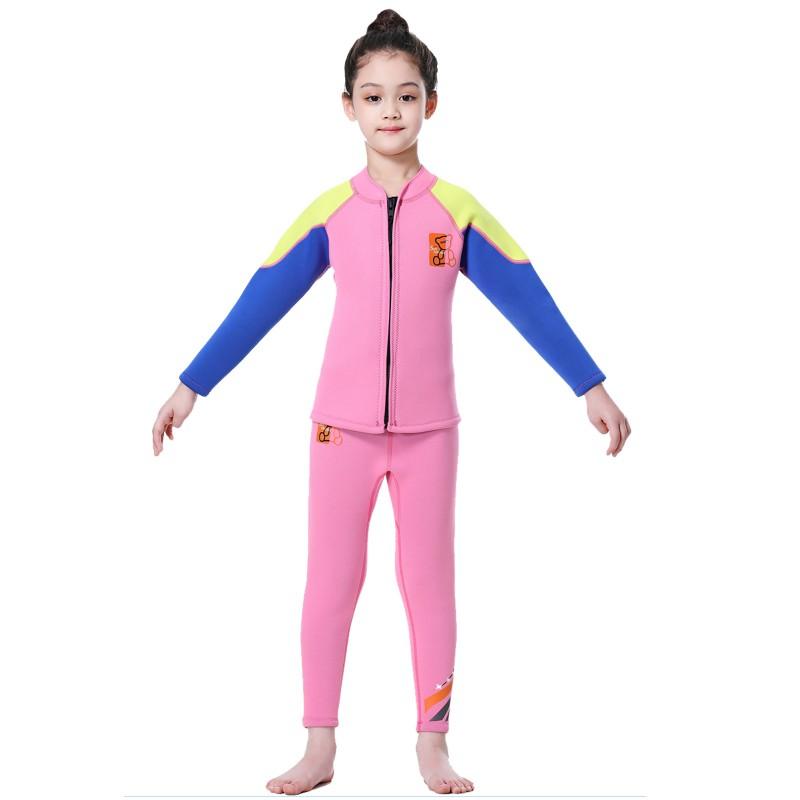 Children's Diving Suit Set 2.5MM Split Thermal Swimsuit Men Girls Long-sleeved Pants Surfing R025