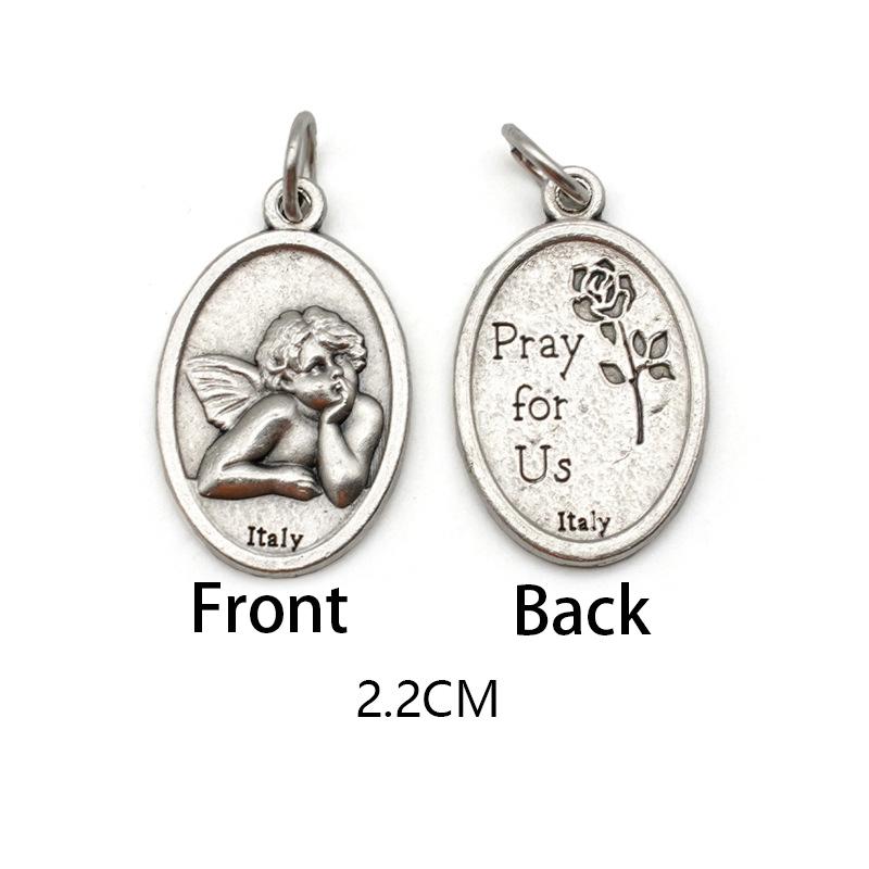 Reversible Metal Charms Necklace Bracelet DIY Accessories Philomena Our Lady Benedict Religious Figures Charms Catholic Figures
