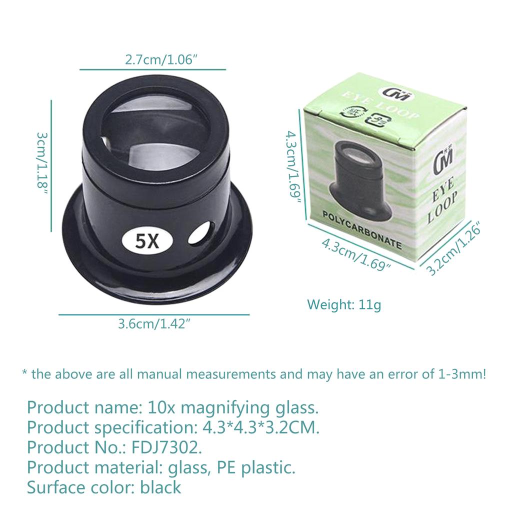 Jewelers Loupe Portable Monocular Magnifier Experimental Tools Magnifying Glass Jewelry Tools for Eye Magnifier Lens