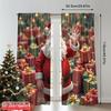 2pcs 2D flat printing Merry Christmas Popular Curtains Santa Claus Gifts Christmas Scene Fabric Without Electricity Holiday