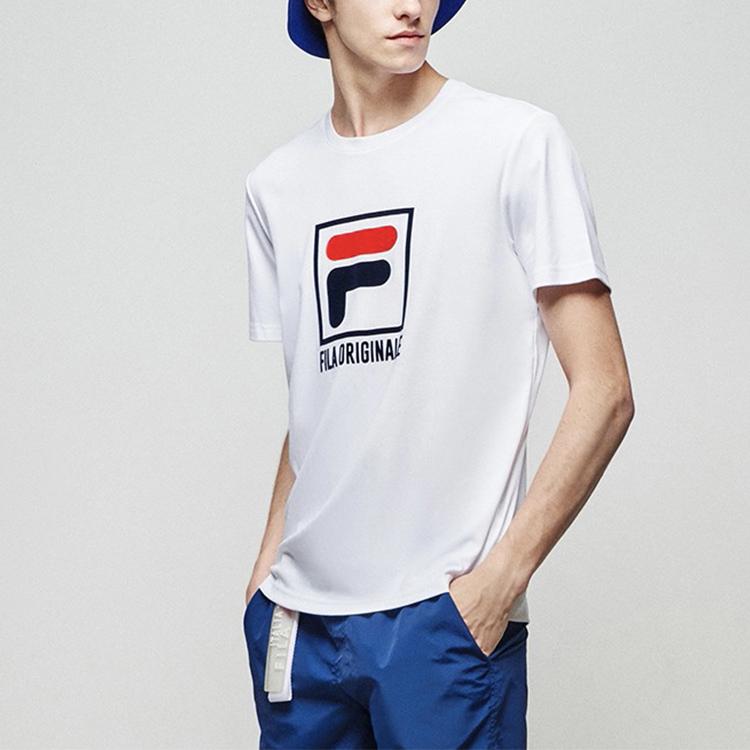 Fila Logo Letter Sport Casual Crew Neck Pullover Short Sleeve T-Shirt Men Tops White F51M038106FWT