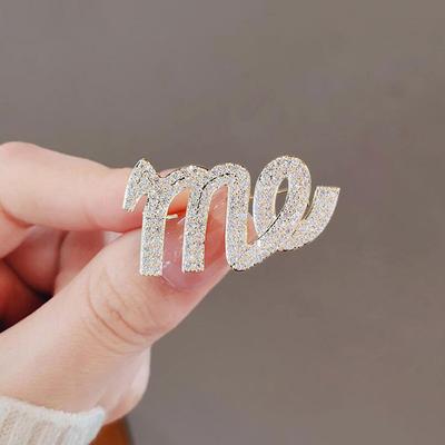 Rhinestone Brooches For Women Letters Me Brooch Party Office Brooch Pins Jewellery Gifts