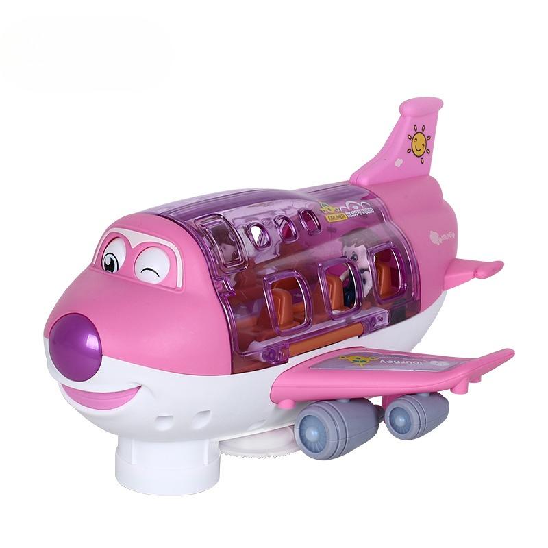 

Universal Cartoon Airplane, Rotating Airplane with Lights and Music, Equipped with Three Randomly Colored Dolls, Battery Free розовый