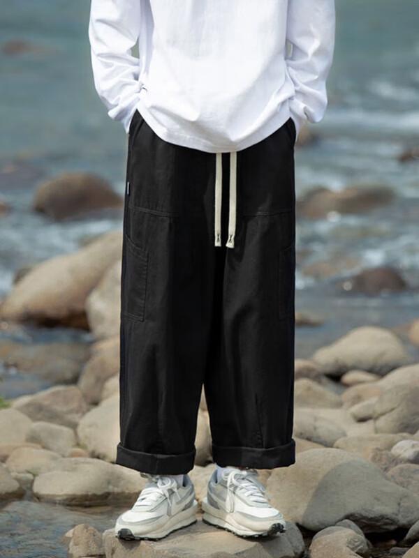 Dingfengbaoluo Men's Loose Straight Cargo Pants