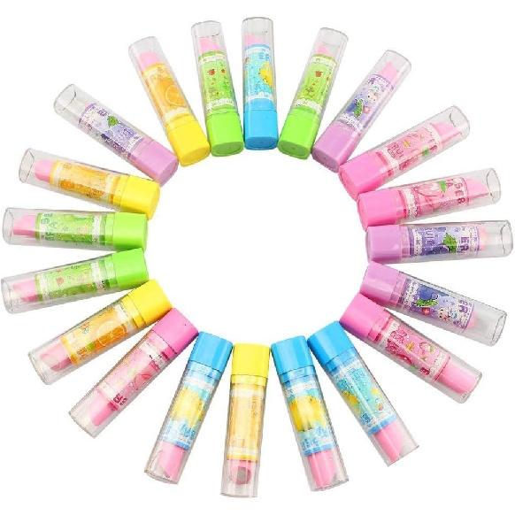 Pencil Erasers Novelty Rubbers Cute Fruit Lipstick Style Eraser for Party Favors Present Supplies (Pack of 20)