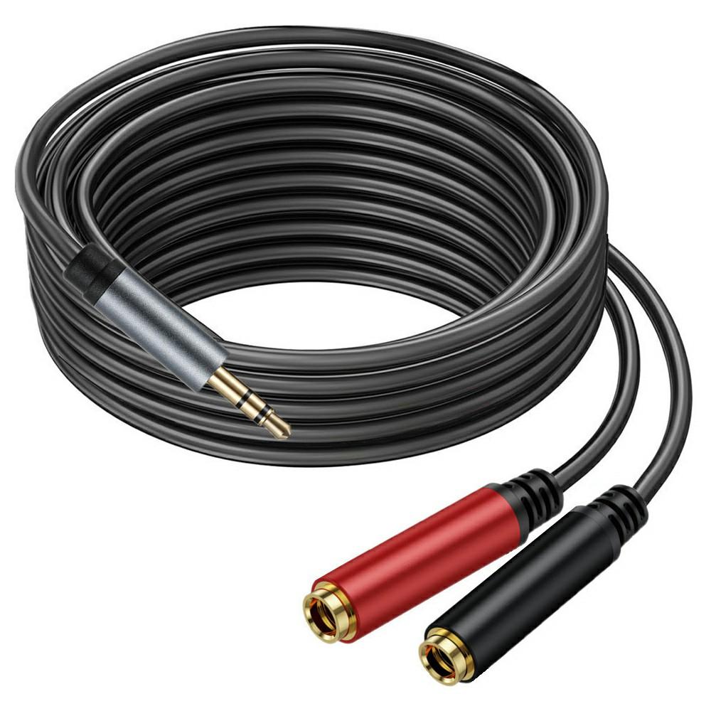 

3m 3.5mm Male Stereo TRS to Two 6.35mm 1/4 Inch TS Female Stereo Breakout Cable Y Splitter Cable As Shown A