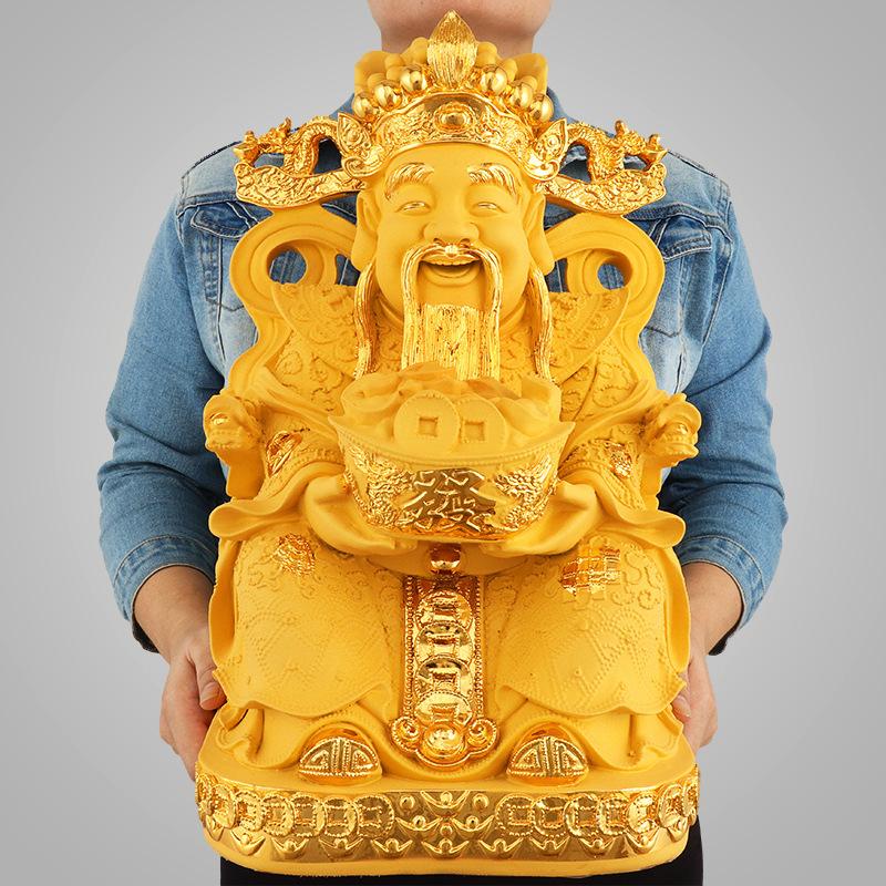 Feng Shui Gold God of Wealth Lucky Resin Statue Home Decor Entrance Living Room Crafts