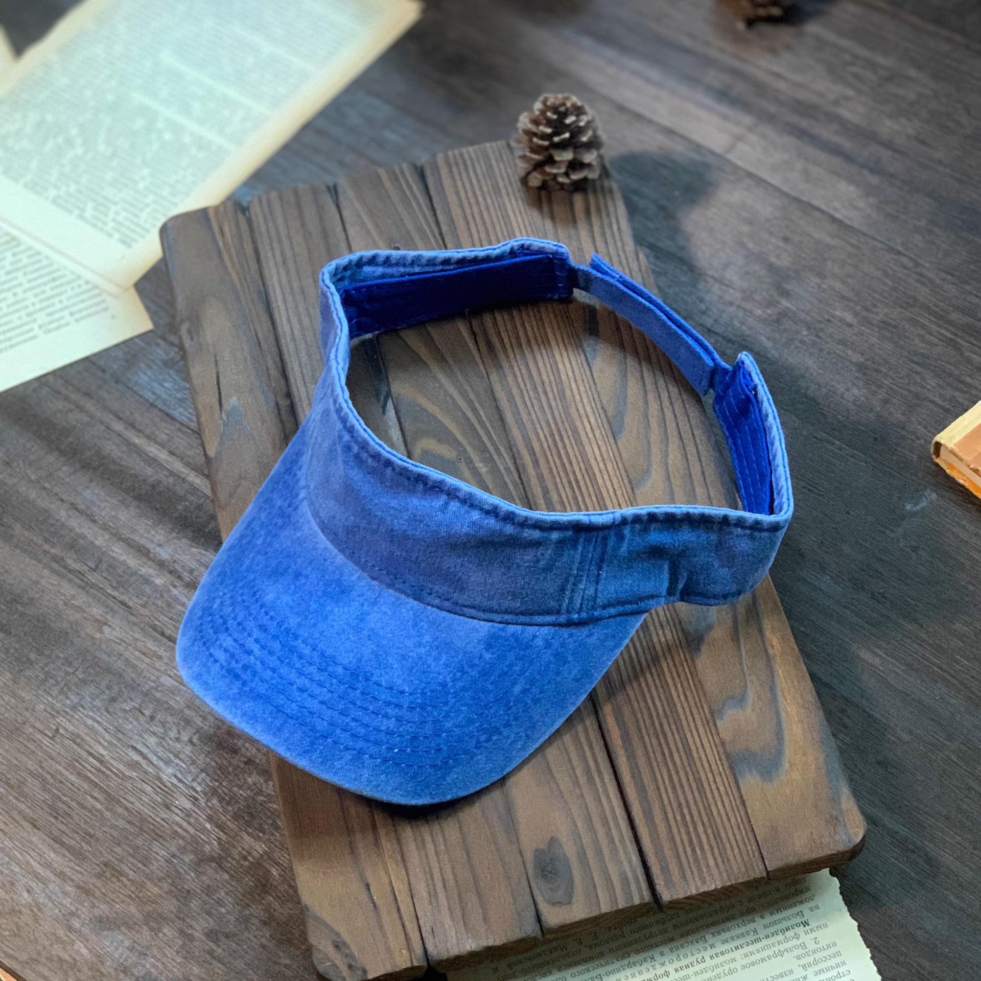 

Летние шляпы от солнца из стираного хлопка с пустым верхом, женские и мужские спортивные дорожные пляжные шляпы, однотонные солнцезащитные козырьки для гольфа с защитой от ультрафиолета 56-58cm синий