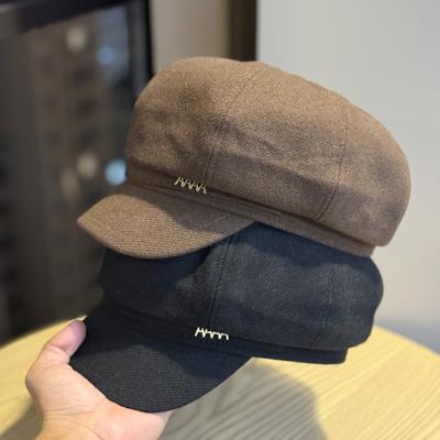 New Octagonal Hat for Women Autumn and Winter British Beret Small Korean Style Japanese Style Literary Peaked Hat Painter's Hat
