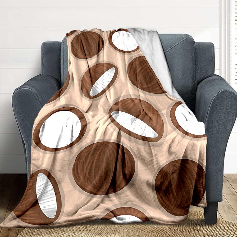 1pc Coconut Pattern Lightweight Flannel Blanket, Comfortable and Warm Blanket, for Office and Camping Sofa Bed, Livingroom011