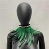 New Adjustable Faux Feather Scarf Lace-up Retro Faux Pearl Decor Costume Accessories Party