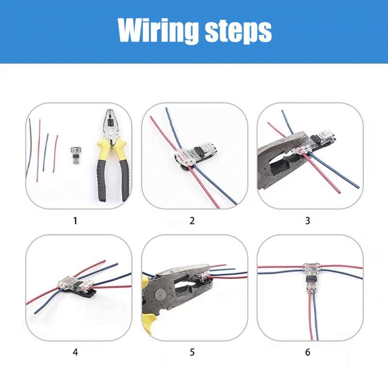 2Pin Wire Connector Car Audio Universal T/H Type Conductor Quick Splice Crimp Terminal Block for 18-22AWG Stranded Solid Wire
