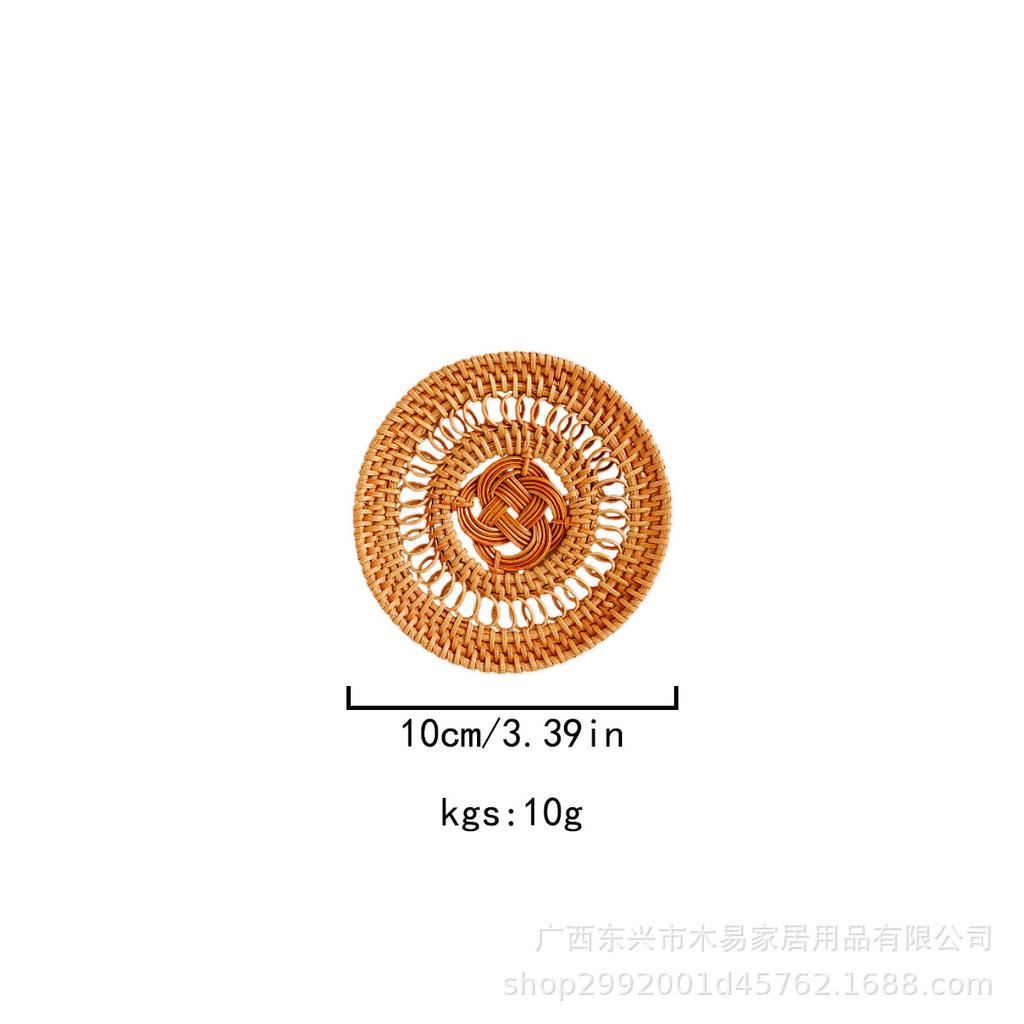 Autumn Rattan Woven Coaster Tea Set Accessories Thermal Insulation Mat Bowl Mat Dining Table Mat
