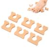 6pcs Individual Toe Separators Soft Silicone Correct Toes Relief Foot Pain Toes Separate Tool Khaki