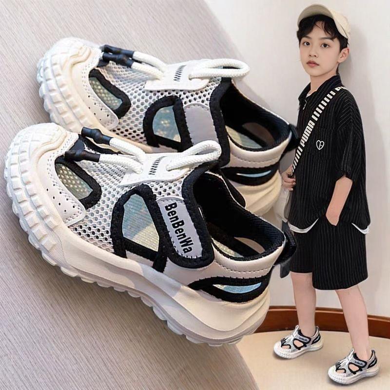 Kids Casual Shoes Hollowed-out Boys Girls Sandals Mesh Breathable 2025 Summer New Children Beach Shoes Non-slip Soft Sole Trendy