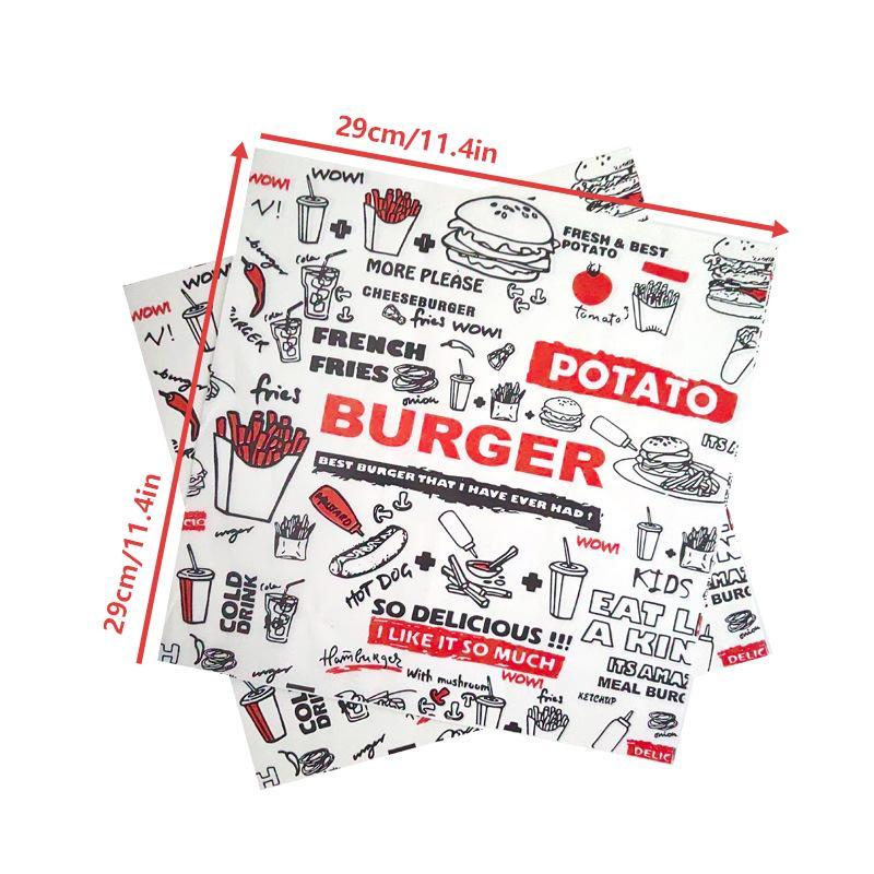 100 Fogli Carta Cerata Carta Grassa per Alimenti Carta da Imballaggio Carta per Avvolgere Pane Sandwich Hamburger Patatine Carta Oleata Strumenti per la Cottura