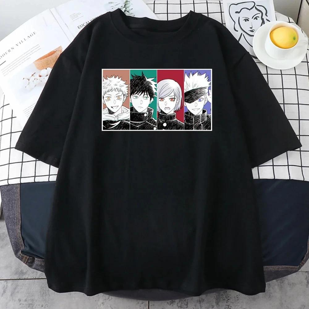 Sommar Herr T-shirt Jujutsu Kaisen Grafiskt Tryck Mode Harajuku 2024 Kläder Orsak och Verkan Dam Y2K Toppar T-shirt