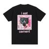 I Eat Cement Cursed Cat T Shirt  Funny Meme Womens Fashion Humor Short Sleeve T Shirts Female Tshirt Tops T Shirts