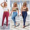 2026 Neue High-Waist Hüftbetonte Amerikanischer Stil Damen Übergröße Stretch Skinny Gewaschene Jeans