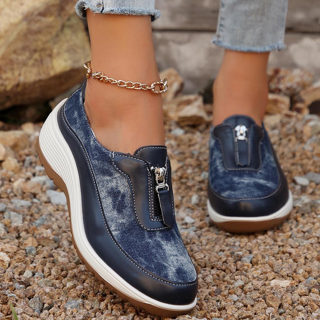 fashion Lightweight Wedge Sneakers for Women 2024 Autumn Comfort Casual Sports Shoes Woman Plus Size 43 Front Zipper Platform Sneakers