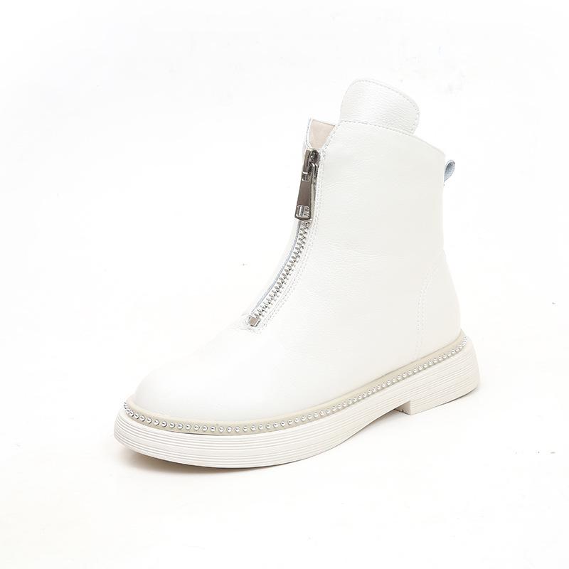 front zip flat boots