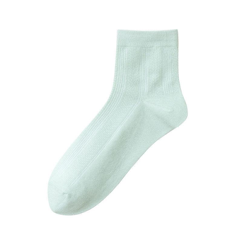 5 Pairs of Women's Summer Thin Style All Match Pure Color Deodorizing Sweat Absorbing Pure Cotton Tube Socks