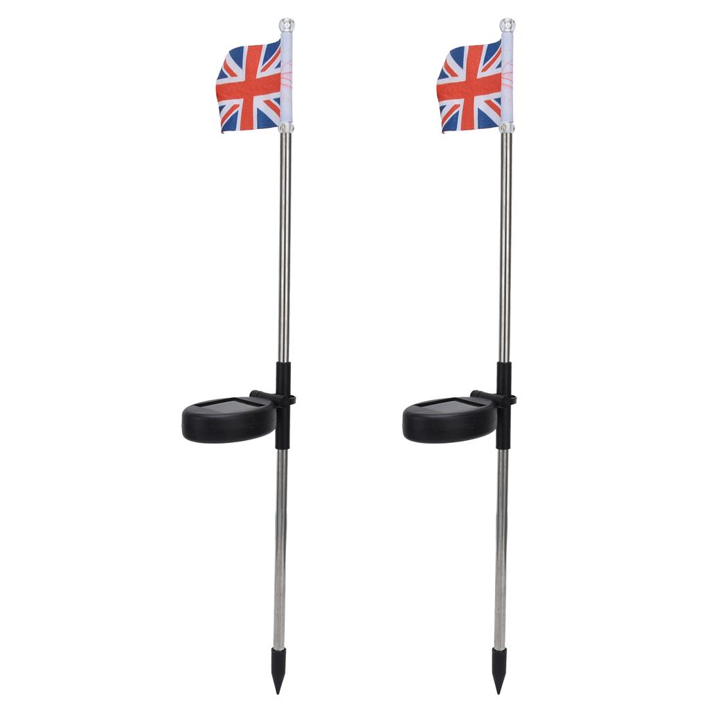 2PCS Solar UK Flag Light LED Solar Garden Lawn Lamp for Outdoor Landscape Decoration White Light