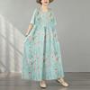 Short Sleeve Plus Size Cotton Vintage Floral New In Dresses for Women Casual Loose Long Summer Dress