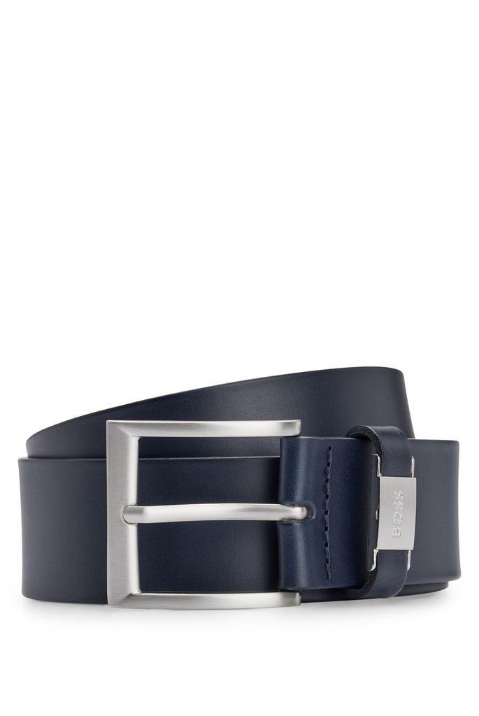 [BOSS] Logo Metal Detail Italian Leather Belt for Men 115 Dark Blue