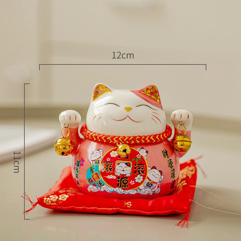 Gatto Portafortuna Maneki Neko in Ceramica da 4,5 Pollici Salvadanaio Gatto Colorato della Fortuna Decorazione per la Casa Regalo Ornamento Feng Shui