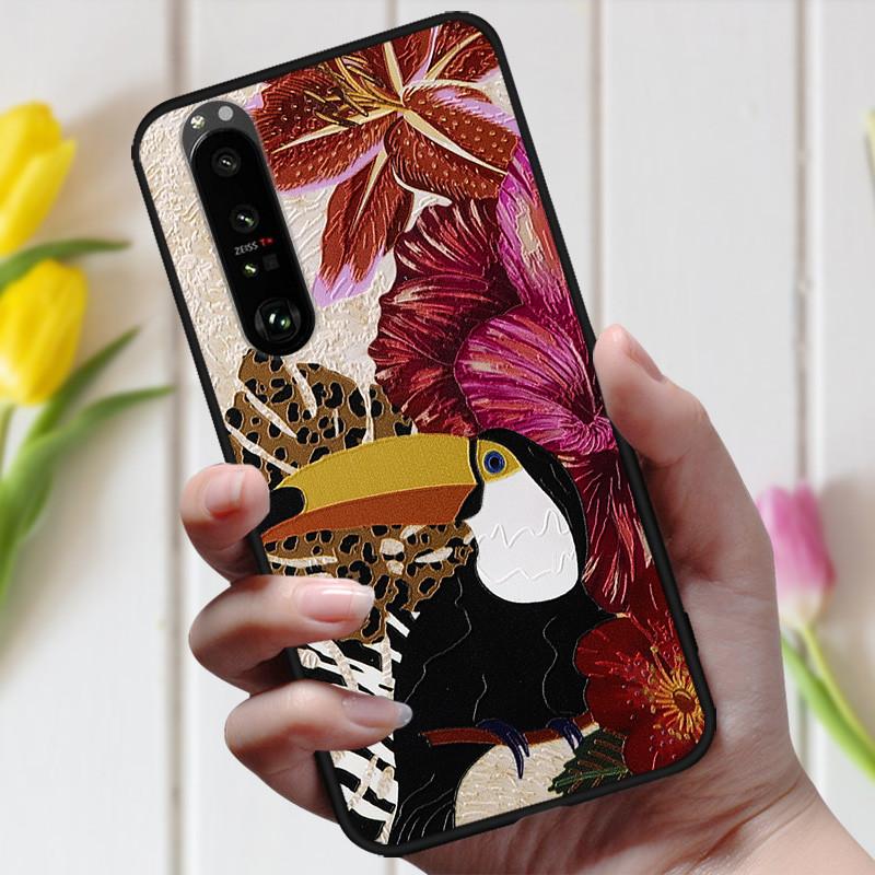 3D Emboss Flower Case For Sony Xperia 10 III Cover Cute Relief Case For Sony Xperia 1 III 5 III 10III Phone Case Coque Fashion