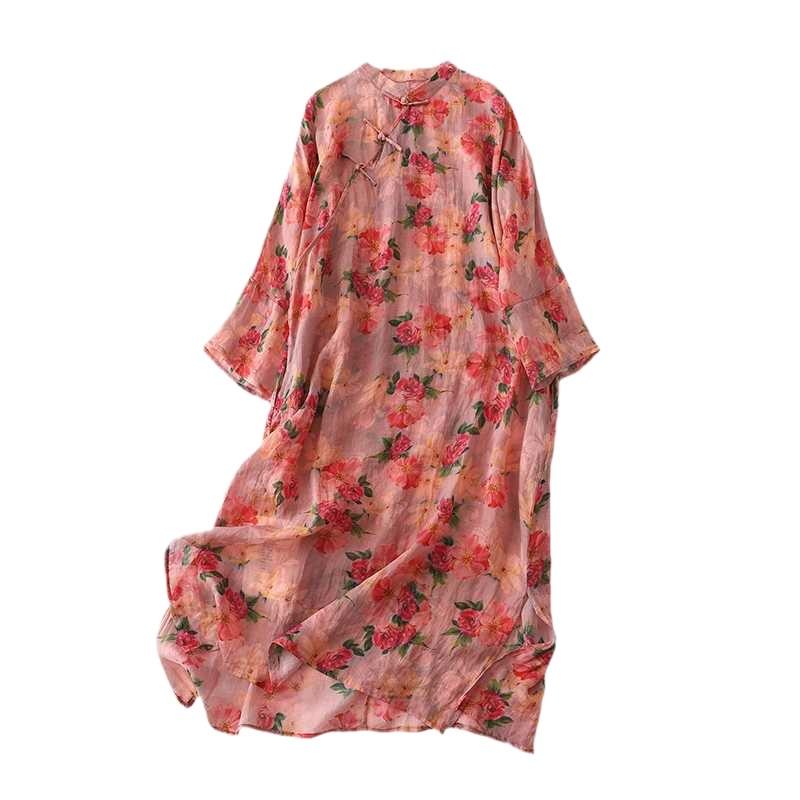 Personalized Diagonal Plate Button Printed Split Modified Dresses