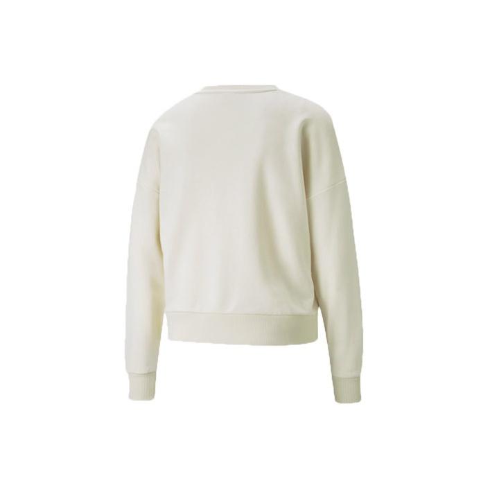 Puma Classics Metallic Gold Big Logo Print Sport Crew Neck Sweatshirt Women Tops Ivory 531382-73