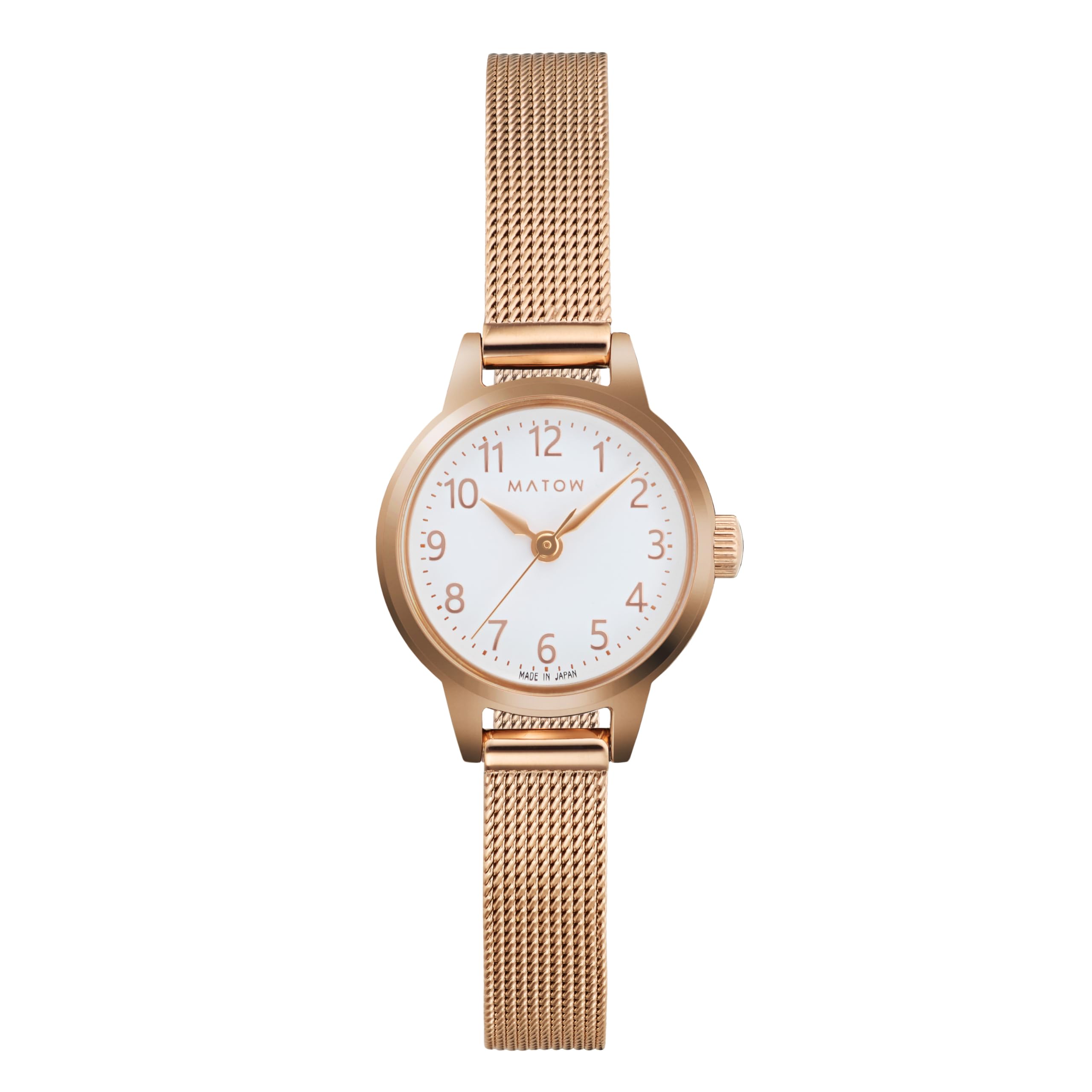 Круглые часы MATOW Tsuki Seigetsu в цвете розового золота с белым сетчатым ремешком Официальный дилер [MATOW] Женские (mw005006) -