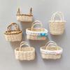 Miniature Dollhouse Woven Basket 1/12 Scale for Dollhouse Playset Wickerwork Handcrafted Wicker Punnet