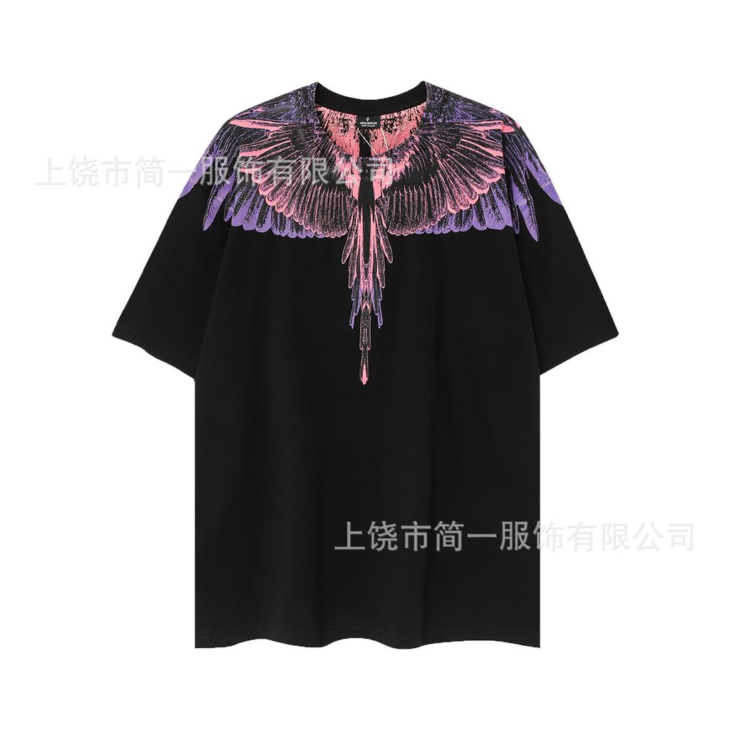 Summer Men's and Women's Same Fashion Trend T-shirt Personalized Trend Wing Printing Comfortable and Simple