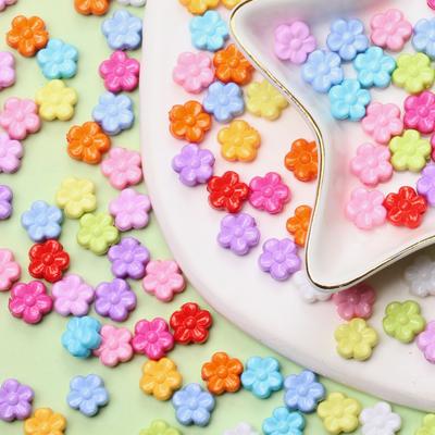 Accessori per gioielli a forma di fiore multicolore, colore pieno, alla moda, colore caramella, perline distanziatrici sciolte per fai da te, 100 pezzi, 9 mm, accessori per reperti in acrilico
