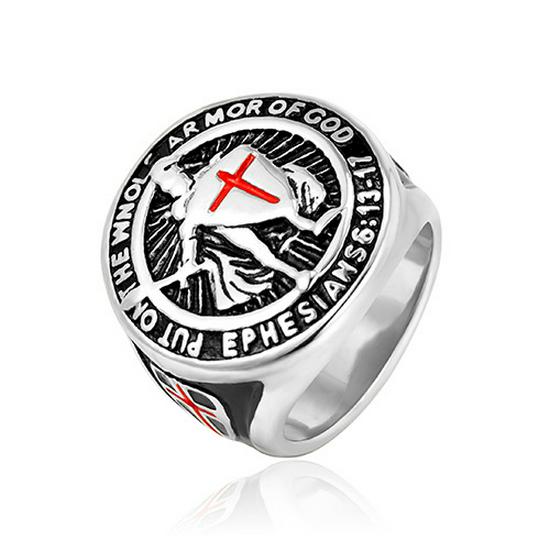 Vintage European-American Templar Cross Titanium Steel Ring