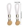 2PC Wood Durable Towel Clip Home Decoration Hook Bathroom Cotton Rope Multi-Function Hanger Rural Style 11.5x3cm