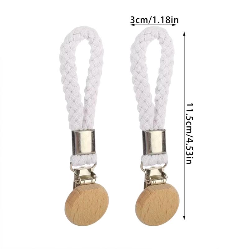2PC Wood Durable Towel Clip Home Decoration Hook Bathroom Cotton Rope Multi-Function Hanger Rural Style 11.5x3cm